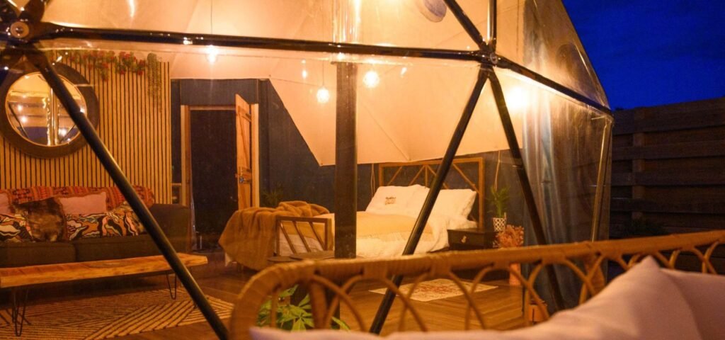 test-our-pellet-hot-tub 8 Tamed Ocean ltd Lit Up Glamping Dome 1