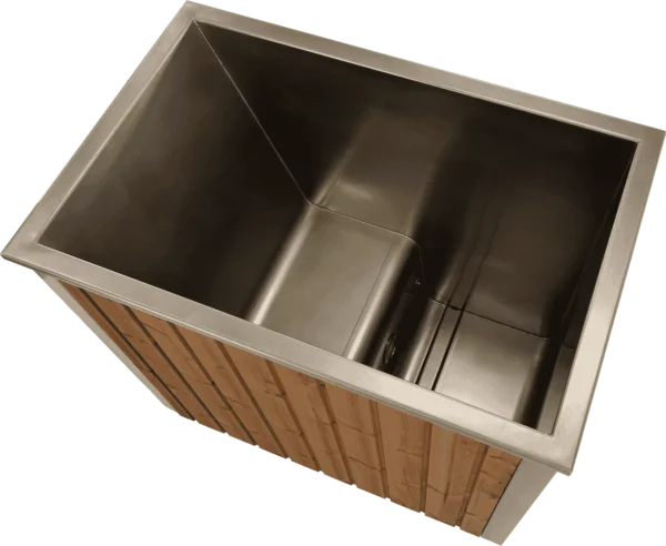Cold Plunge from Tamed Ocean designed from stainless steel and sits one person