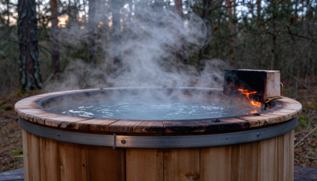 wood fired hot tub heater